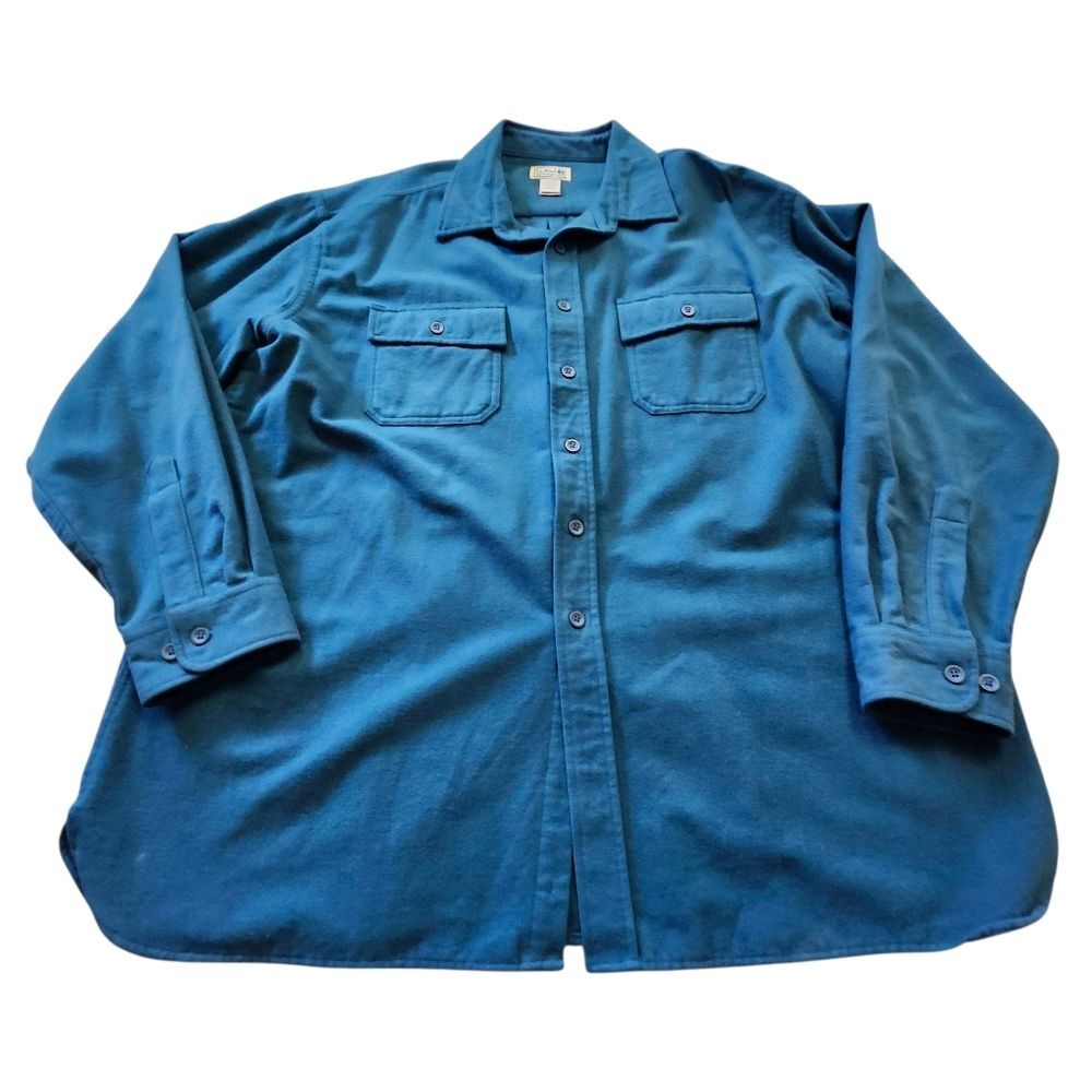 L.L. Bean Teal Y2K Chamois Long Sleeve Heavy Flannel Shirt. Sz. XXL
